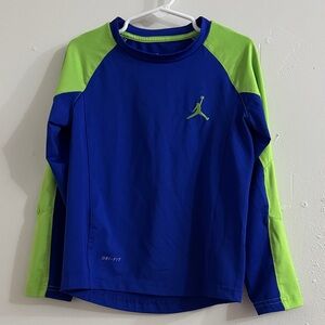 JORDAN Boys size 5 Dri-FIT AIR JUMPMAN Long Raglan Sleeve Tee *CONCORD BLUE